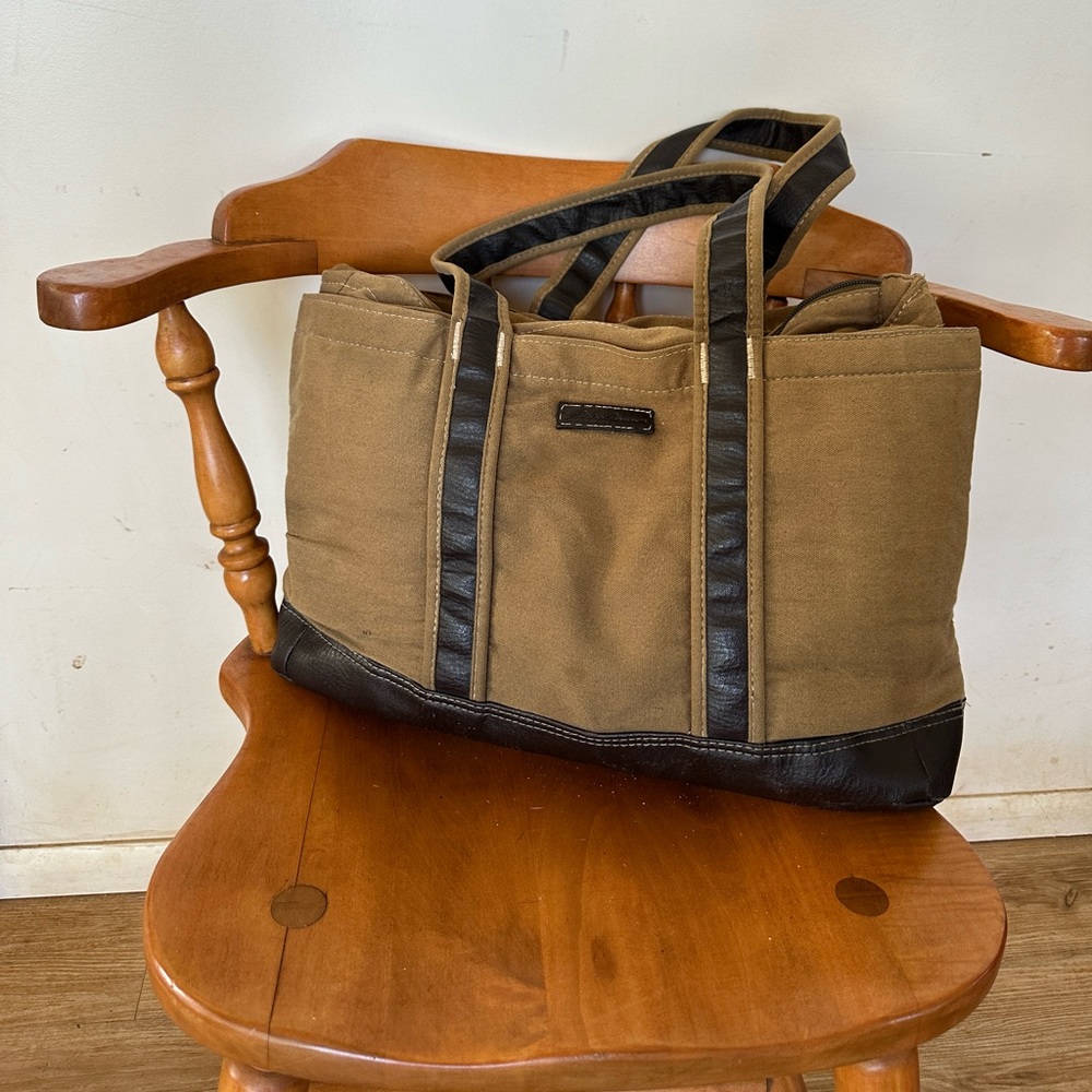 Eddie Bauer Canvas and Leather Baby Tote